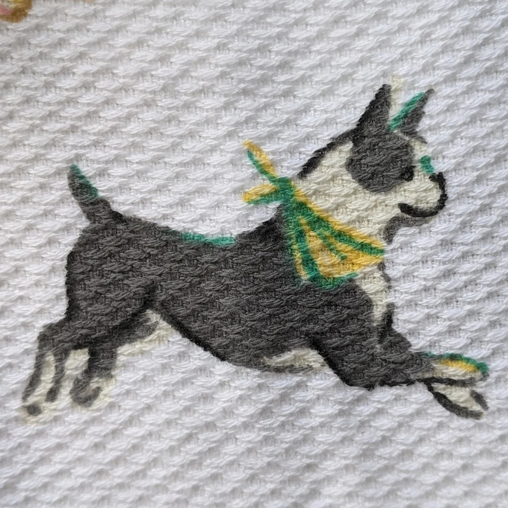 Boston Terrier Various Breed Dog Print Kitchen Towel Set Of Two White Multi NWT